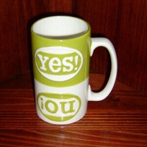 Hallmark Yes/No For Him /Her Tall Coffee Tea Mugs Cups, Half & Half, NWOT